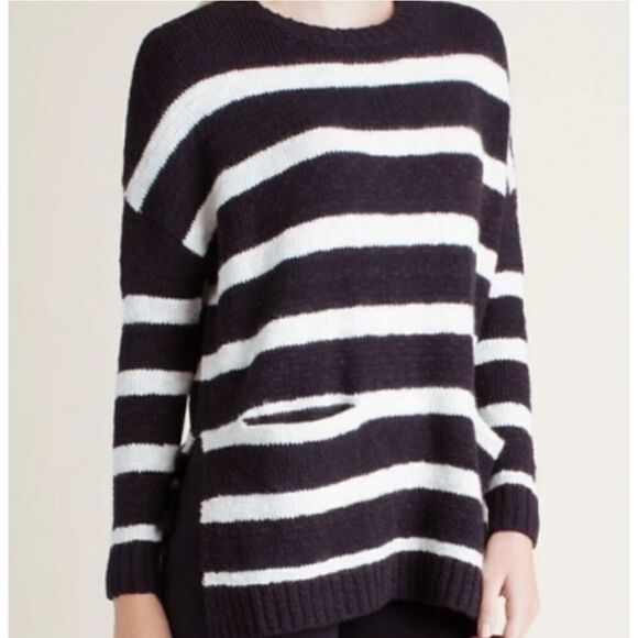 Kensie Women's Stripped Cozy Sweater Black and White Size XS - Picture 2 of 9